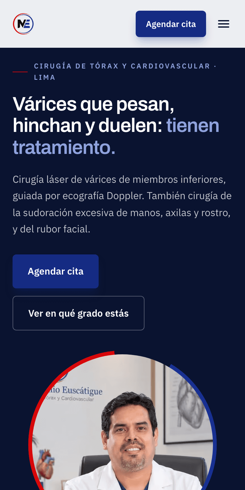 Sitio de Dr. Mardonio Euscátigue — vista en celular
