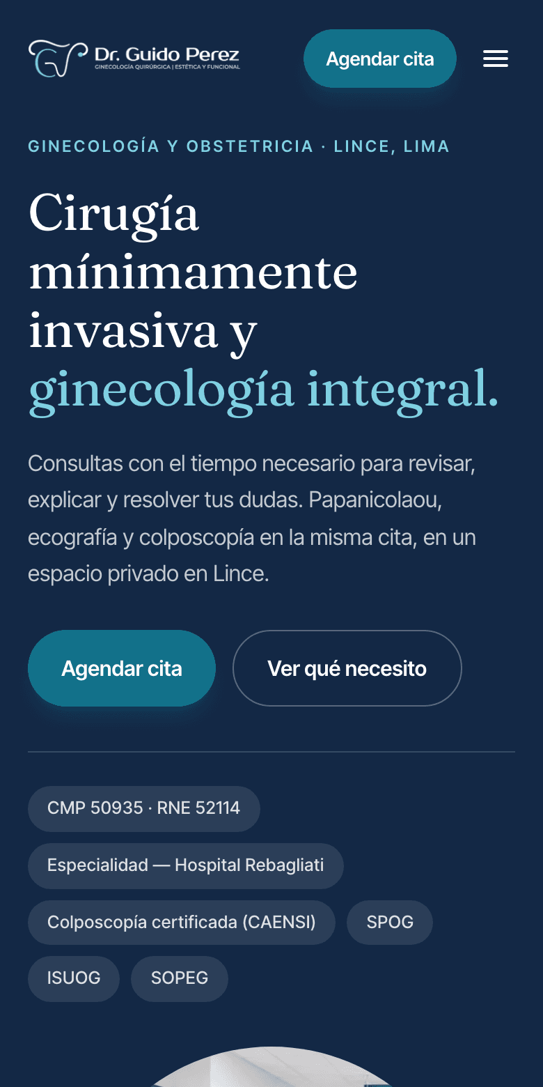Sitio de Dr. Guido Pérez Chipana — vista en celular