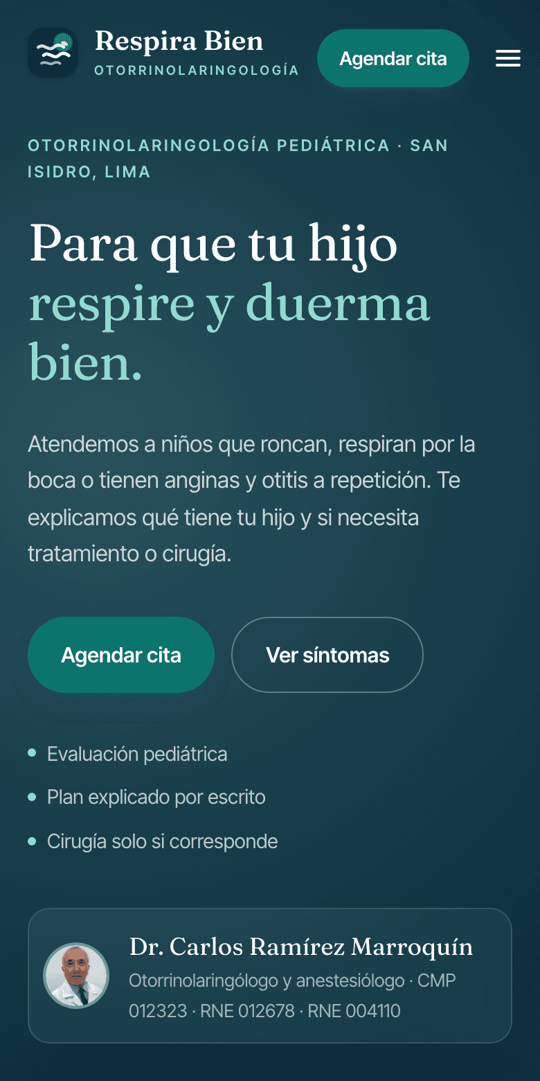 Sitio de Respira Bien — vista en celular
